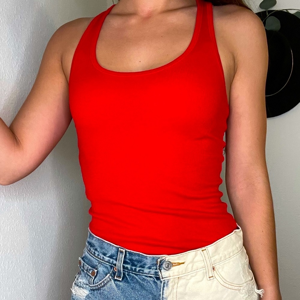 Forever 21 Red Ribbed Tank Top - Picture 2 of 6
